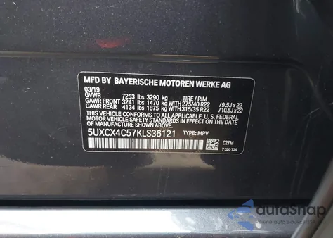 2019 BMW X7 xDrive50I z USA, uszkodzony, nr VIN 5UXCX4C57KLS36121